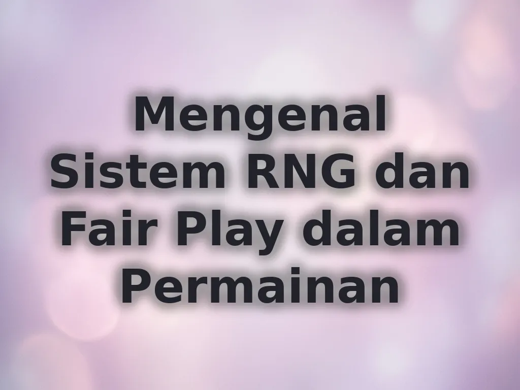 Mengenal Sistem RNG dan Fair Play dalam Permainan